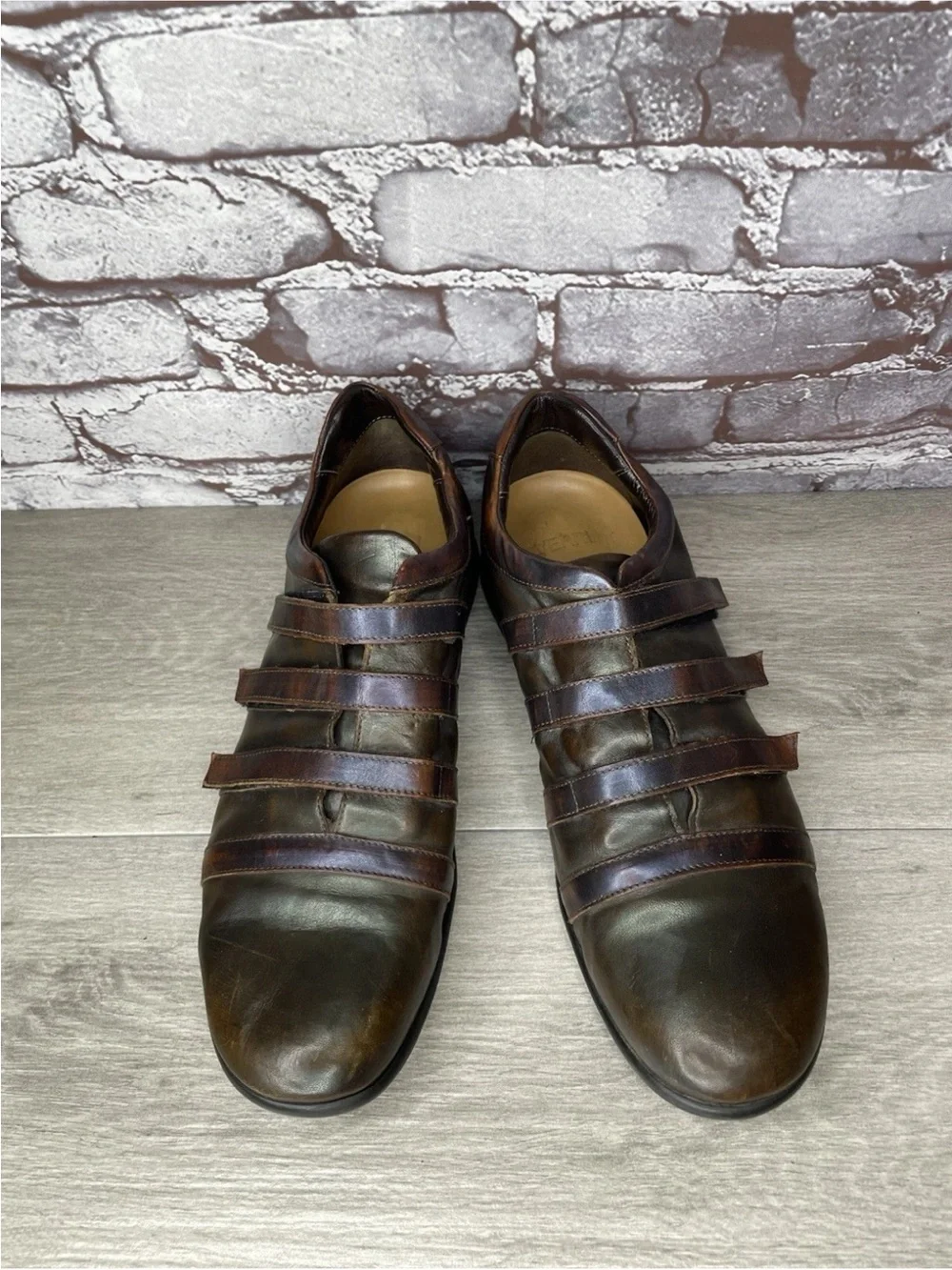 Bruno Verri Brown Leather Metallic Triple Strap Driving Loafer Shoes Men 42EU